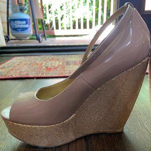 Creamy Pink and Gold Glittery Heels